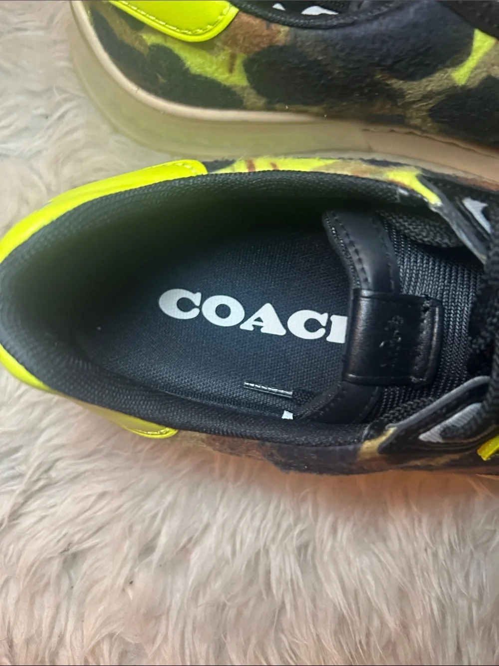 Coach Men's Camouflage Leather-Trim Sneakers in Black & Olive